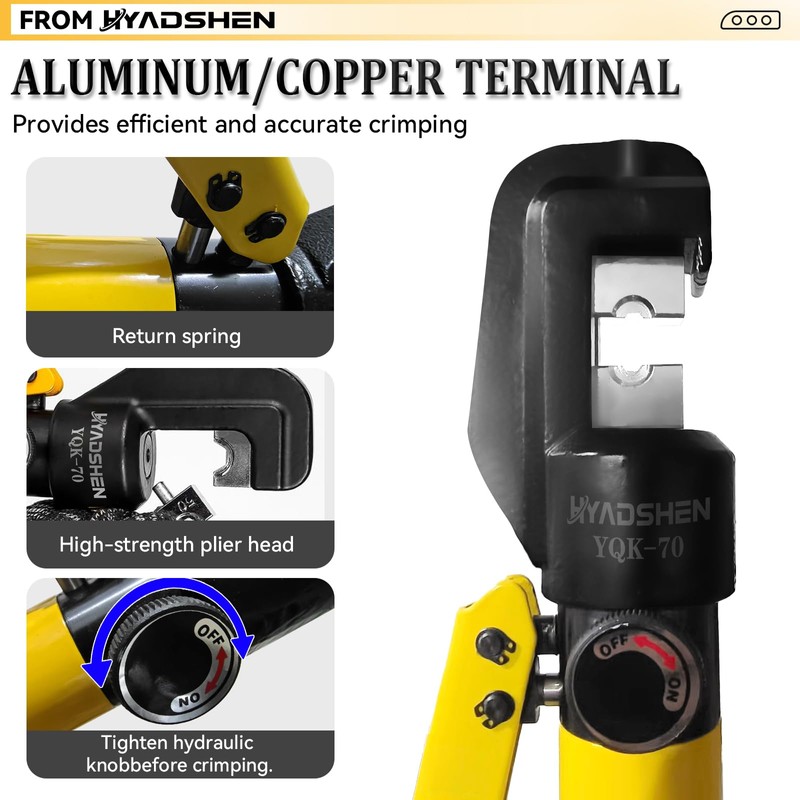 HYADSHEN 6 Ton Hydraulic Crimping Tool 12 AWG to 2/0