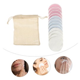 Healeved Bamboo Fiber Makeup Cleansing Pads 13pcs in 1 Set Reusable Facial Puff Mesh Bag Gentle Cleansing for Skin