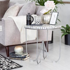 Adore Decor Zahra Round Side Table Black and White