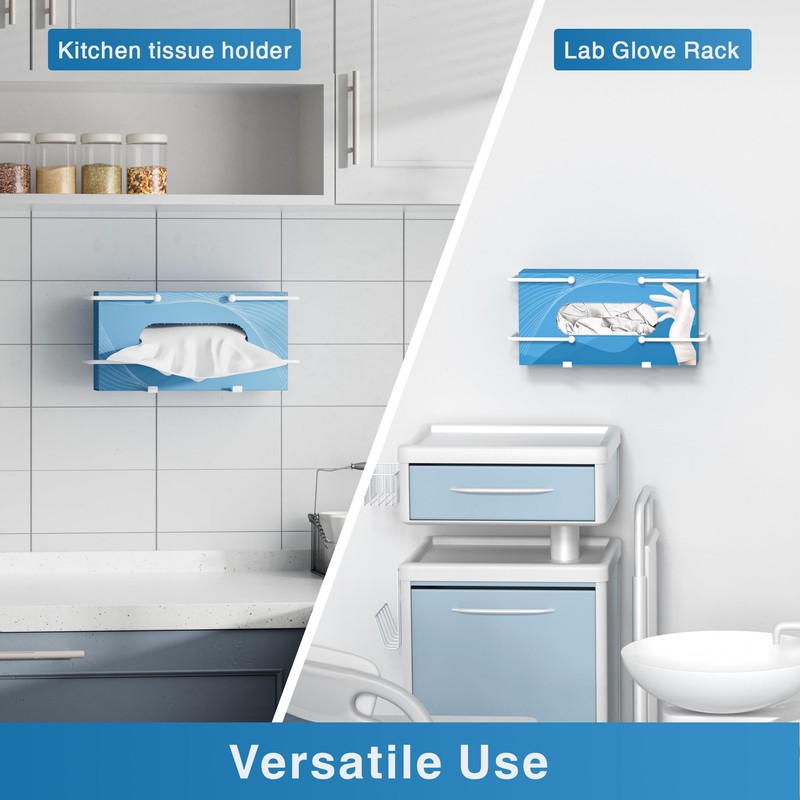 Wall-Mounted Glove Box Holder: White Organizer for Lab, Kitchen, Bathroom