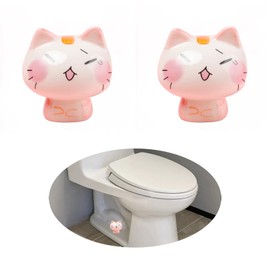 2Pack Cat Toilet Bolt Caps,Toilet Bolt Covers Decorative,Fun Ceramics Cat Toilet Bolt Covers,Universal Toilet Bolt Caps,toilet Screw Cover Caps Easy To Install (Cat-3)