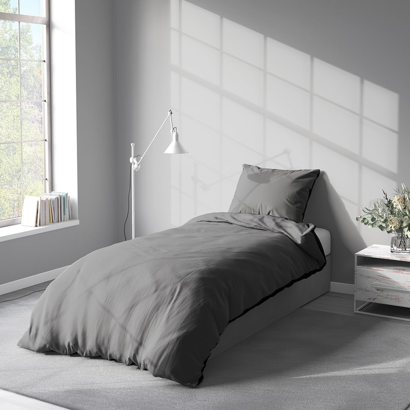 Visaggio Reversible Microfibre Bed Linen 135 x 200 cm Grey