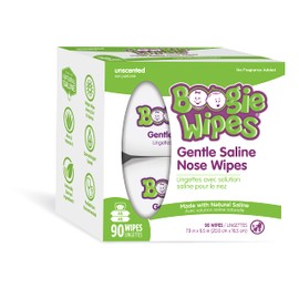 Boogie Wipes, Saline Wipes for Baby & Kids, Nose Booger Wipes for Allergy Relief, Face, Hand & Body, Made with Vitamin E, Aloe and Natural Saline, Unscented, 45 Count (Pack of 2)