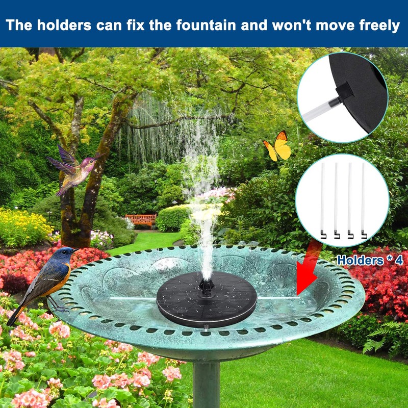 Bird Bath with Solar Fountain, 24 Inch Height Green Birdbath