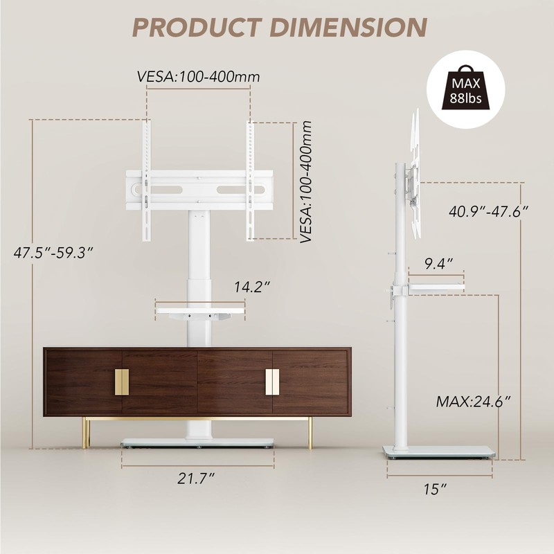 AX WABER Universal Floor TV Stand with Mount 70 Degree