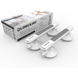 LORESJOY 2 x Shower Grab Rail for Seniors, Grab Bars for Bathroom, Grab Bar with Suction Cup, Shower Handle, No Drilling, Mobile Handle, Toilet Grab Rail with Suction Warning