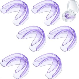 6 - Piece Set of Transparent Double - Sided Sports Mouthguards, Ideal for Youth in Football, Boxing, Soccer, Hockey, Karate, Basketball - Color: Transparent Purple