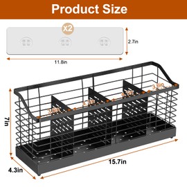 MYITYARD Utensil Holder for Kitchen Counter, Large Cooking Utensil Organizer with 4 Compartments, Matte Black Kitchen Organization for Countertop, Forks, Knives, Spoons, Cooking Tools