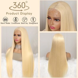mululi 30 Inch 613 Lace Front Wig Human Hair Straight Blonde Wig Human Hair 613 13x6 Lace Front Wig Human Hair 200% Density Pre Plucked with Baby Hair Blonde Lace Front Wigs Human Hair for Women