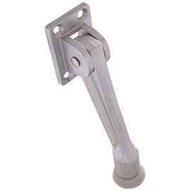 Hillman 5" Kickdown Door Stop - Satin Chrome Door Stoppers, Doorstops for Inside Door, Heavy Duty with Ribbed Rubber Foot, Mounting Screws Included, 1-Pack | 852940