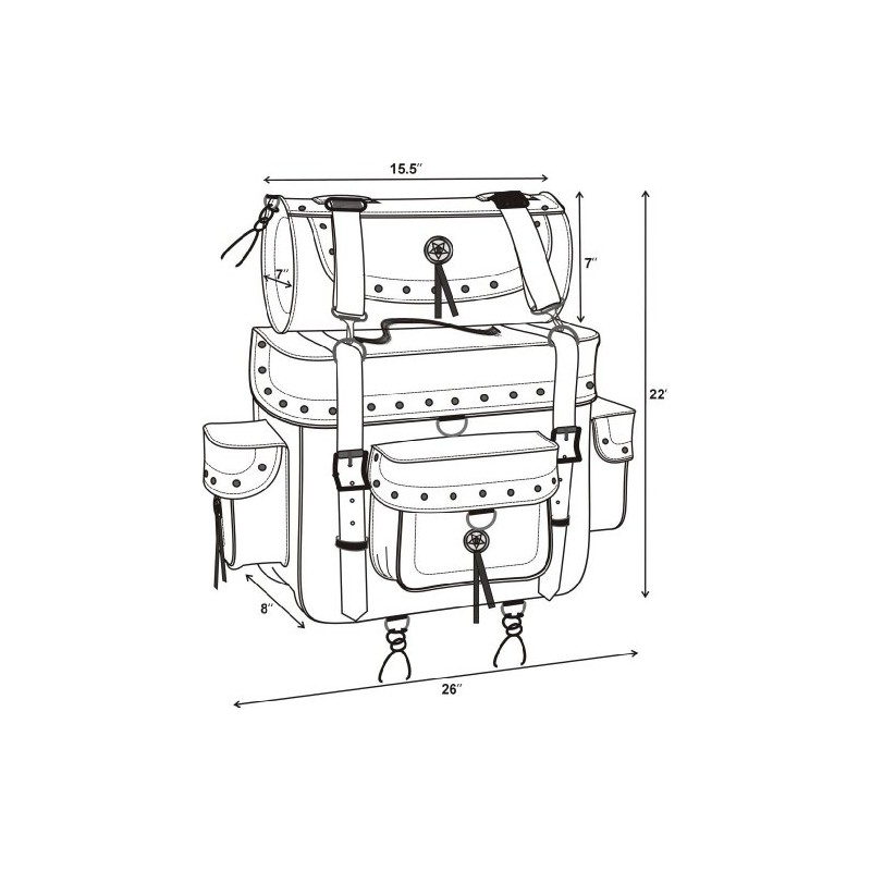 True Element Genuine Leather Motorcycle Sissy Bar Bag with Quick