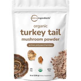 Micro Ingredients Organic Turkey Tail Mushroom Powder (50:1 Extract), 8 Ounce | Freeze Dried with Active Polysaccharides, Supports Immune Response & Cellular Level, Pet Friendly