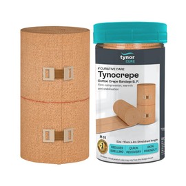 T.y.n.o.r. Tynocrepe Cotton Elastic Crepe Bandage, 10cm x 4m, Compression Support for Hand Knee Leg Wrist, Beige