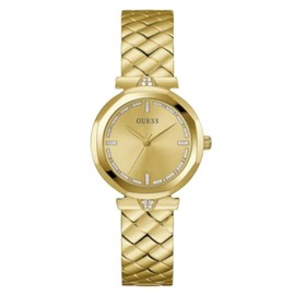 GUESS Women's 34mm Watch - Gold Tone Bracelet Champagne Dial Gold Tone Case