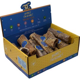 Honey I'm Home, Buffalo Trachea Tubes Dog Chews, 7 Inches, 20 Count Bulk Box - All Natural, Free Range, Healthy, Grain Free, Honey Coated & Crunchy