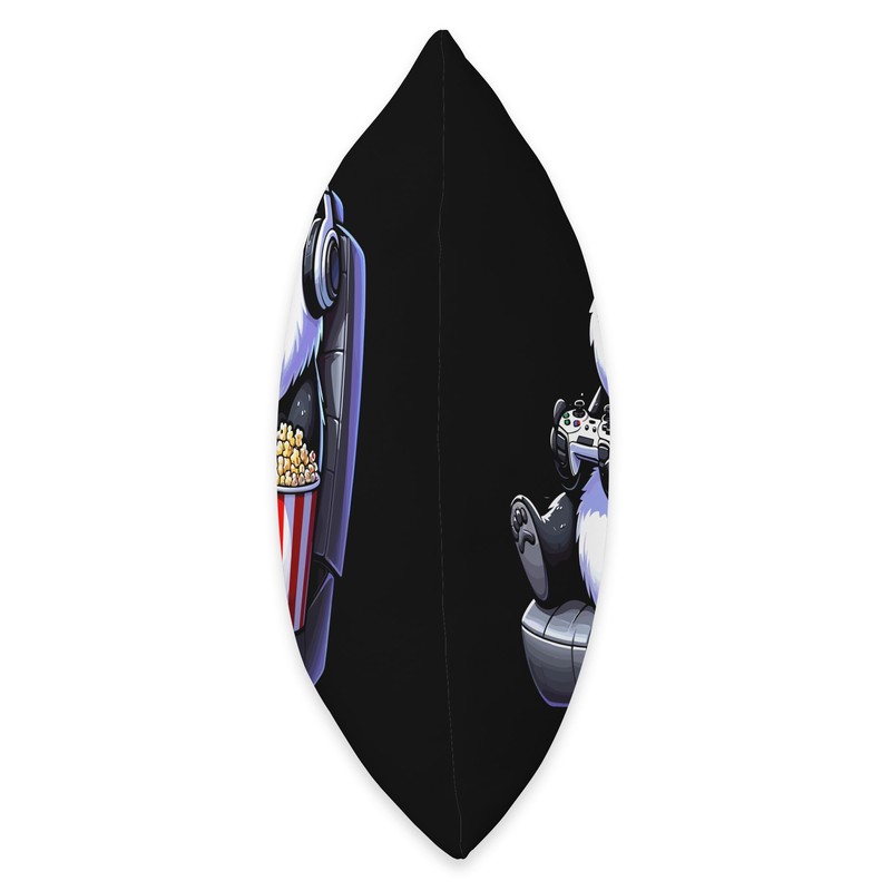 Gamer Panda Popcorn Gaming Chair Headphones Games Player Throw Pillow