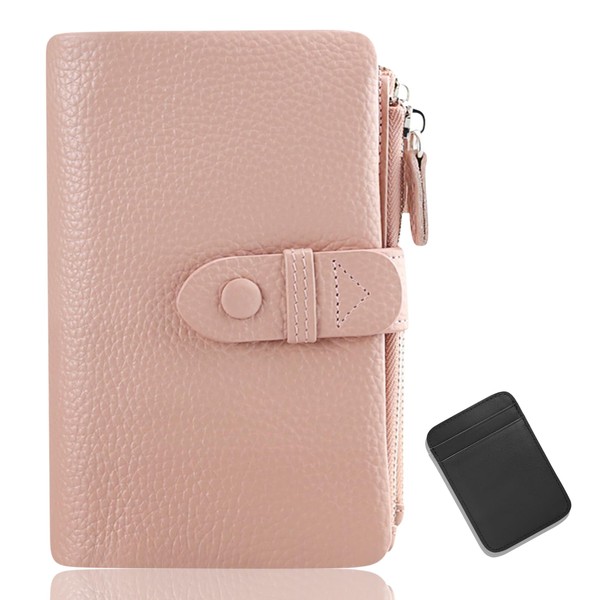F.ZH Women's Bi-Fold Wallet, Short Wallet, Genuine Leather, Coin Pocket,