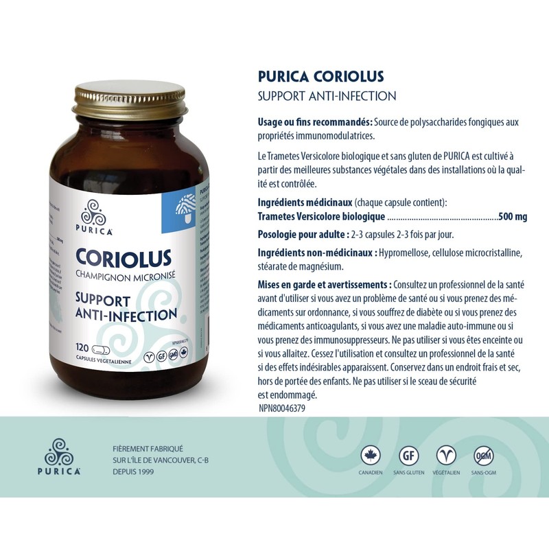 PURICA - Turkey Tail - Coriolus - 120 Count (Pack