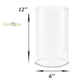 Esmiome Acrylic Cylinder Clear Vase Plastic Hurricane Flower Vases Round Glass Pot Container for Display Decor Tulips Wide Wedding Party, Home Table, Centerpieces, Shatter-Proof 6x12''(H)