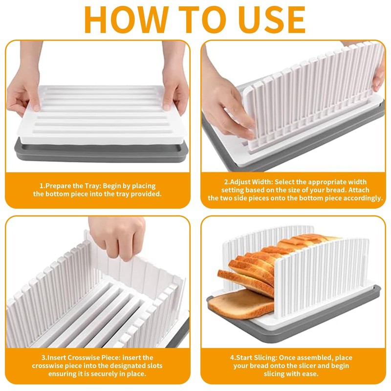 Adjustable Bread Slicer, Folding and Adjustable Manual Handhold Homemade Slicer,