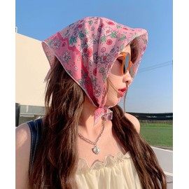 [MEMECLE] Floral retro scarf Pink 3