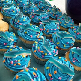 Palksky Gummy Sharks Molds Silicone, 4 Pack 30 Cavity Mini Sharks Candy Molds,3D Small Blue Shark Gummies Mold, Candy Making Supplies for Candy/Friut Snack