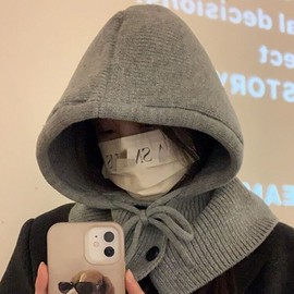 Imported Women's Balaclava Hooded Scarf Hat Winter Scarf lf3524 Brown 4ea