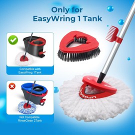 Spin Mop Replace Head Compatible with Ocedar EasyWring 1 Tank, Upgraded Scrub Brush Mop Replacement Head, 2 Microfiber Mop Refills, 1 Mop Handle, 1 Mop Base and 1 Mop Base Cleaning Brush Combo Set