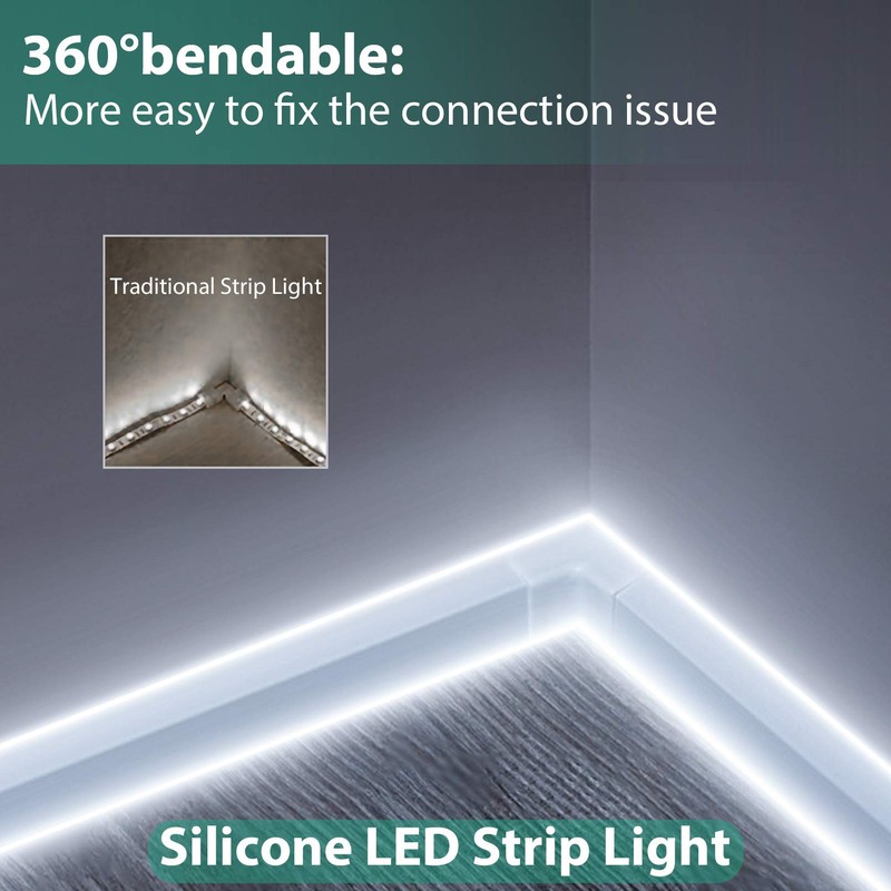 Lamomo White Led Strip Lights, 16.4ft/5m Neon Light Strip, 12V