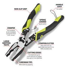 Performance Tool W86508 8-1/2" Multifunction Linesman Pliers