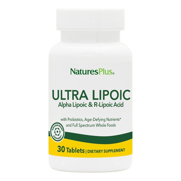 NaturesPlus Ultra Lipoic - 30 Bi-Layered Tablets - Alpha Lipoic & R-Lipoic Acid - Antioxidant Support - with Probiotics & Age-Defying Nutrients - Gluten Free - 30 Servings
