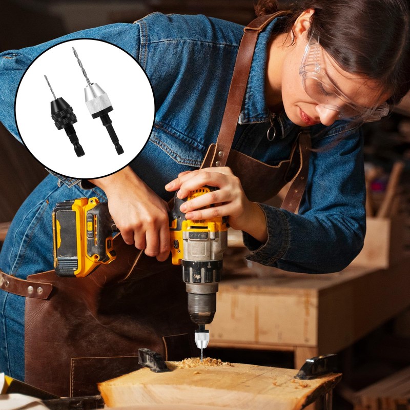 Giantree Keyless Drill Chuck Bit, 2Pcs Chuck Adapter with 10Pcs