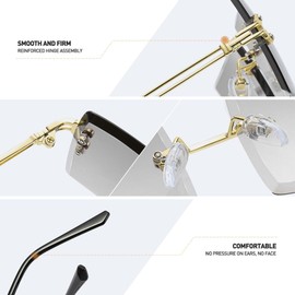 WDZAYXC Rectangular Rimless Frames Retro Fashion Sunglasses for Women and Men,Tinted Lenses, UV400 Protection(Light Grey)