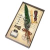 Retro Feather Pen Set Vintage Map Pattern Quill Pen Set
