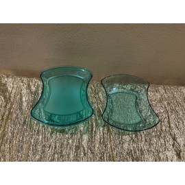 New Tupperware Set of 3 Acrylic Preludio Dominos 2 Casserole Dishes & 1 Lid Mint