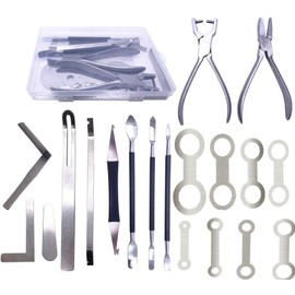 TUOREN Saxophone Repair Tool Set Stainless Steel Sax Pad Leveling Tools Spring Needle Removing Pliers Saxophone Key Adjustment Repair Kit Pack of 19 Pieces