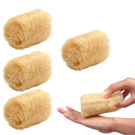 4 Pieces Loofah Sponge, Shower Sponge, Loofah Sponge Body, Natural Sponge for Showering, Loofah Scrub Sponge for Bathroom, Body Care, Kitchen, Cleaning
