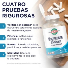 Kal Glicinato De Magnesio 350 Mg 160 Cápsulas Alta Absorcion