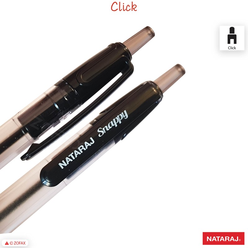 NATARAJ Snappy Ballpoint Pens, Retractable, BLACK, 0.7mm Fine Point, Pack