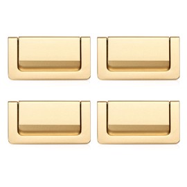 XGzhsa Drawer Pulls, Hidden Furniture Handles, 4 Pieces Modern Zinc Alloy Handles for Cabinets, Cupboards, Doors and Drawers (Gold, Hole Center:64mm)