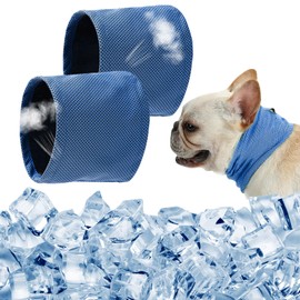 2 Stück Kühlhalsband für Hunde,Kühl Halstuch Hund,Halstuch Hunds,Kühlende Bandana Hund im Sommer, Geeignet für Große/Kleine Hunde bei Hitze (Blau, M)