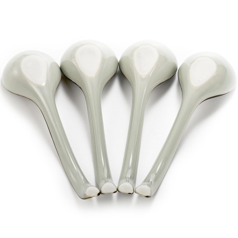 Cididu 8 Pcs Asian Ceramic Soup Spoons, Japanese Ramen Spoon