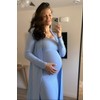 PinkBlush Light Blue Ribbed Sleeveless Dress Cardigan Maternity Set