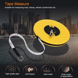 Aramox Tape Measure, 50 Meters Flexible Fibreglass Measuring Tape, Double Face Inch Metric for Land Yard Distance Measurement and Construction Work
