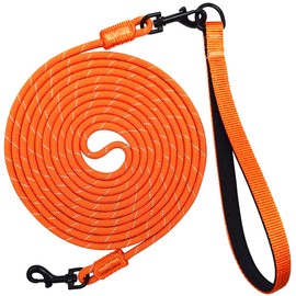Boswany Long Leash for Small Dogs, 8ft 12ft 20ft 30ft 50ft 65ft 75ft 100ft Reflective Rope Training Lead Removable Padded Handle, Double Ended Dog Tether for Puppies Outside Playing Camping Backyard