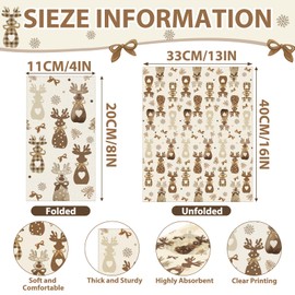 Peryiter 100 Pack Christmas Reindeer Paper Napkins Disposable 3 x 15.7 Inch Farmhouse Guests Napkins Christmas Elk Tree Snowflake Dinner Hand Towel for Bathroom Kitchen Xmas Winter Party Decor