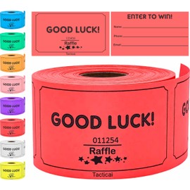 100 Tacticai Red Raffle Tickets (8 Colors Available), 3.5" x 2", Enter to Win Form Card with Name, Phone & Email for Events, Contest, 50/50, Ballot Box, Fundraiser & Prizes