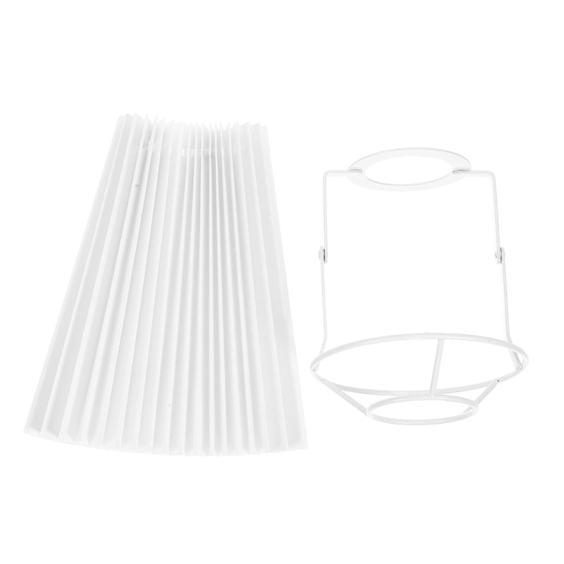 Hemobllo White Round Fabric Pleated Lamp Shade - E27 Replacement