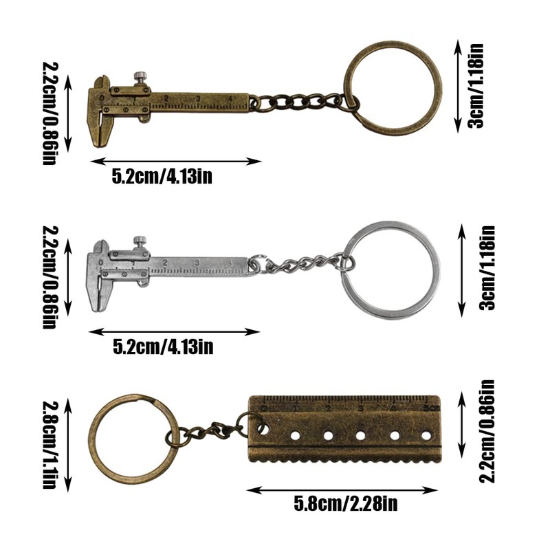 6 Pcs Mini Metal Vernier Caliper Portable Mini Key Chain