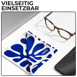 Bellphany XXL Cleaning Cloth for Glasses 30 x 30 cm Microfibre Optical Quality for Cleaning Glasses, Smartphone, Camera, Botanical